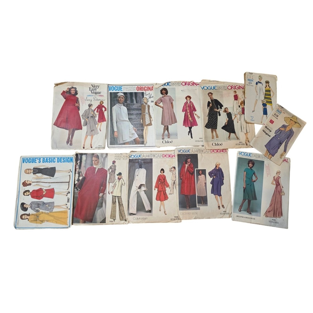 Vintage Vogue Sewing Pattern Lot 11pc Chloe Calvin Klein Anne Klein 60s 70s